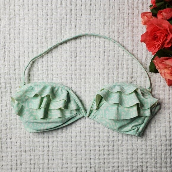 Xhilaration Mint Green Ruffle Bikini Top SMALL - Picture 1 of 3